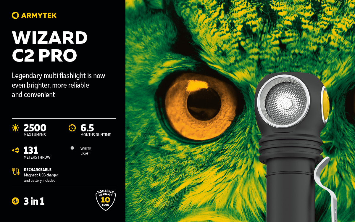 Armytek Wizard C2 Pro Magnet USB LED Headlamp